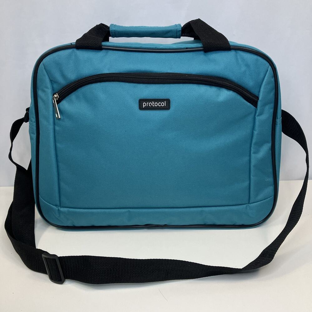 Protocol Travel Carry On Luggage Bag Tote Teal Blue Green 16x12x5"